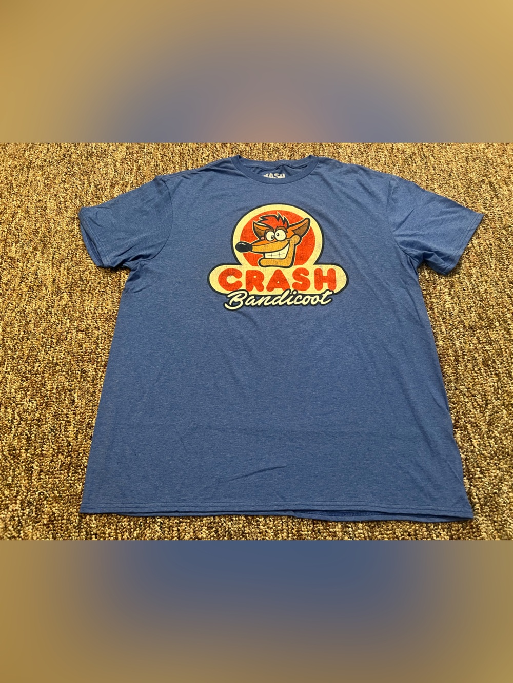 Crash Bandicoot Men’s Blue Gaming Lightweight Cotton Short Sleeve Shirt XL
